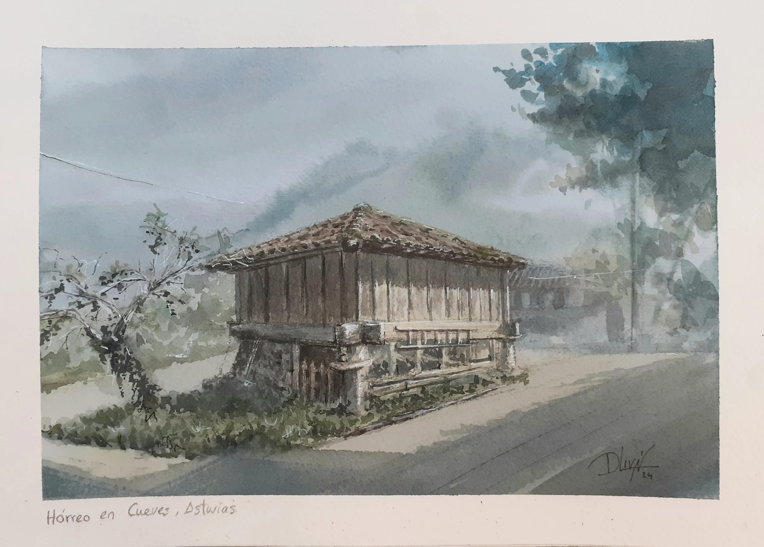 Hórreo en Cueves Asturias 30x21 (50€)