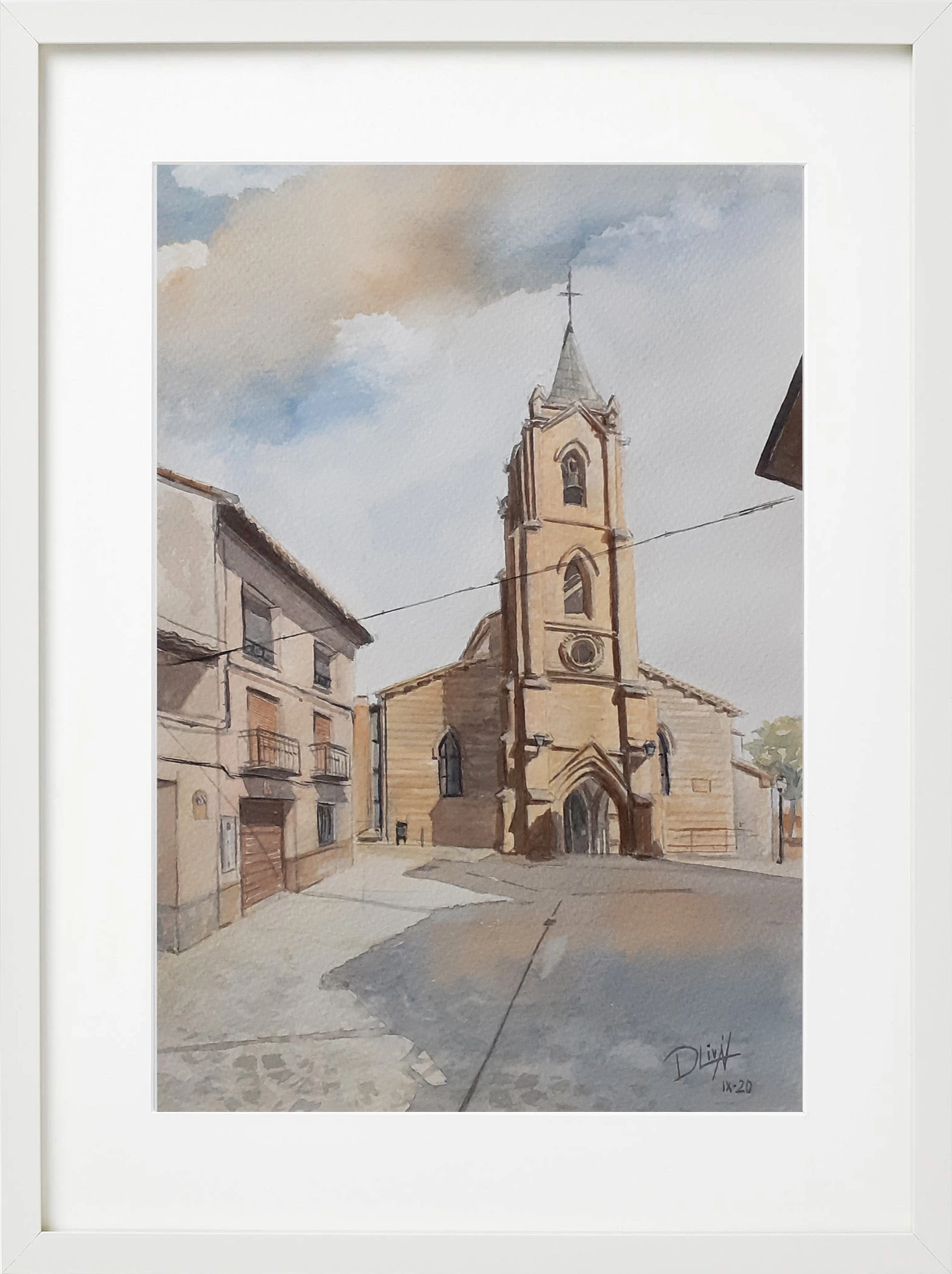 Iglesia San Pedro de Zuera Acuarela 30x40