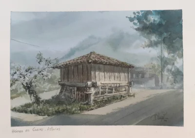 Hórreo en Cueves Asturias 30×21 (50€)