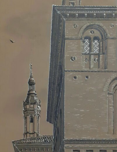 La Lonja ayuntamiento y torre del Pilar de Zaragoza