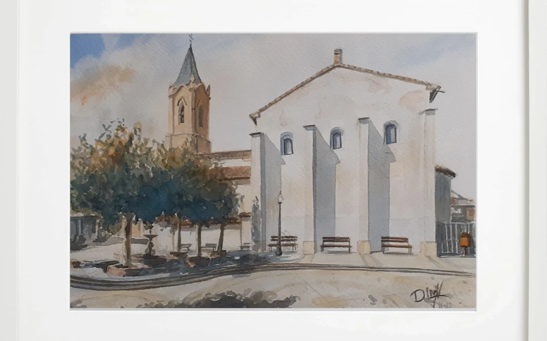 Plaza de la iglesia de Zuera 30×40